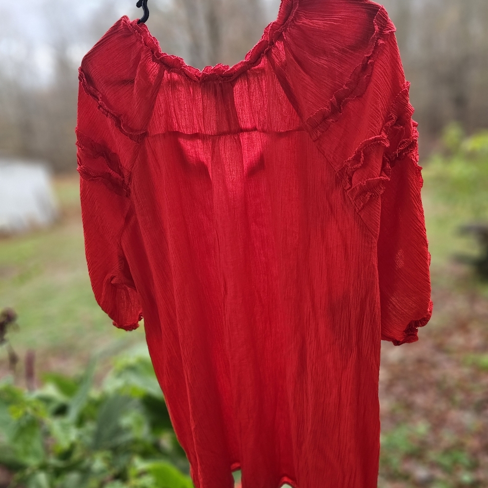 Multiples Red Ruffled Top - Picture 5 of 5